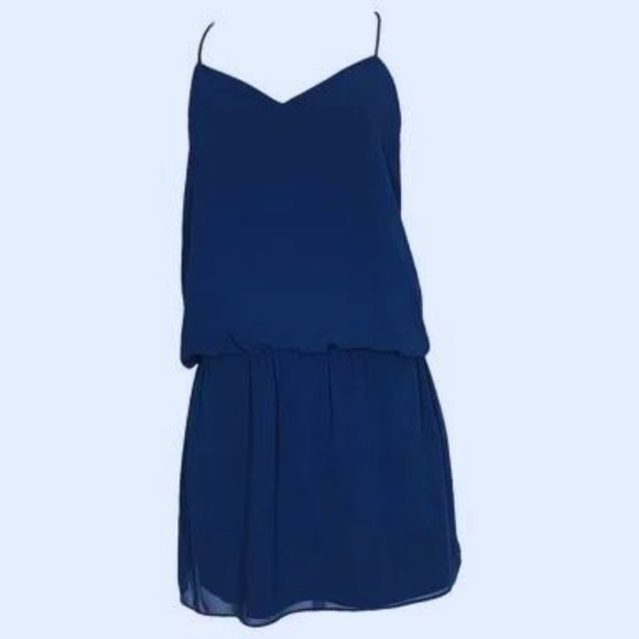 NWOT Haute Hippie Blue Chiffon Caitlyn Mini Dress, Size Large - Picture 3 of 7